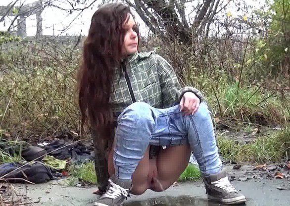 Cute teen peeing